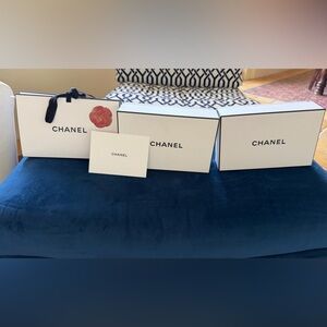 Chanel White 3 Boxes  Empty with card Authentic